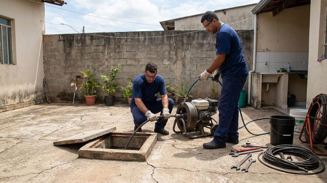 Desentupimento de esgoto residencial em Fortaleza‑CE