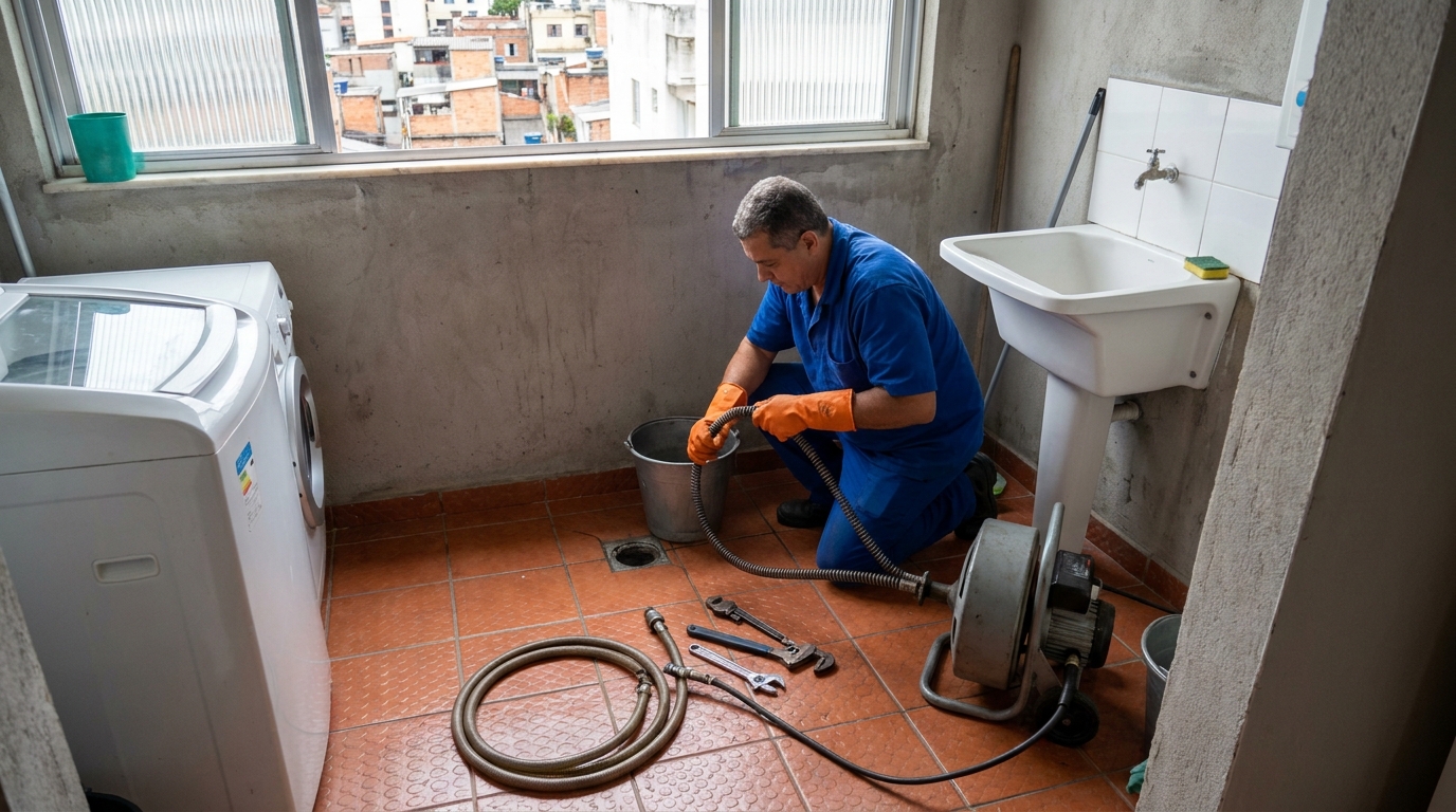 Desentupimento de ralo com equipamento em Fortaleza‑CE