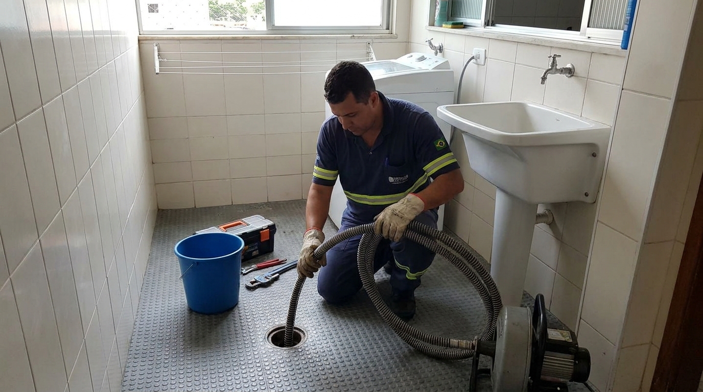 Desentupimento de ralo residencial em Fortaleza‑CE