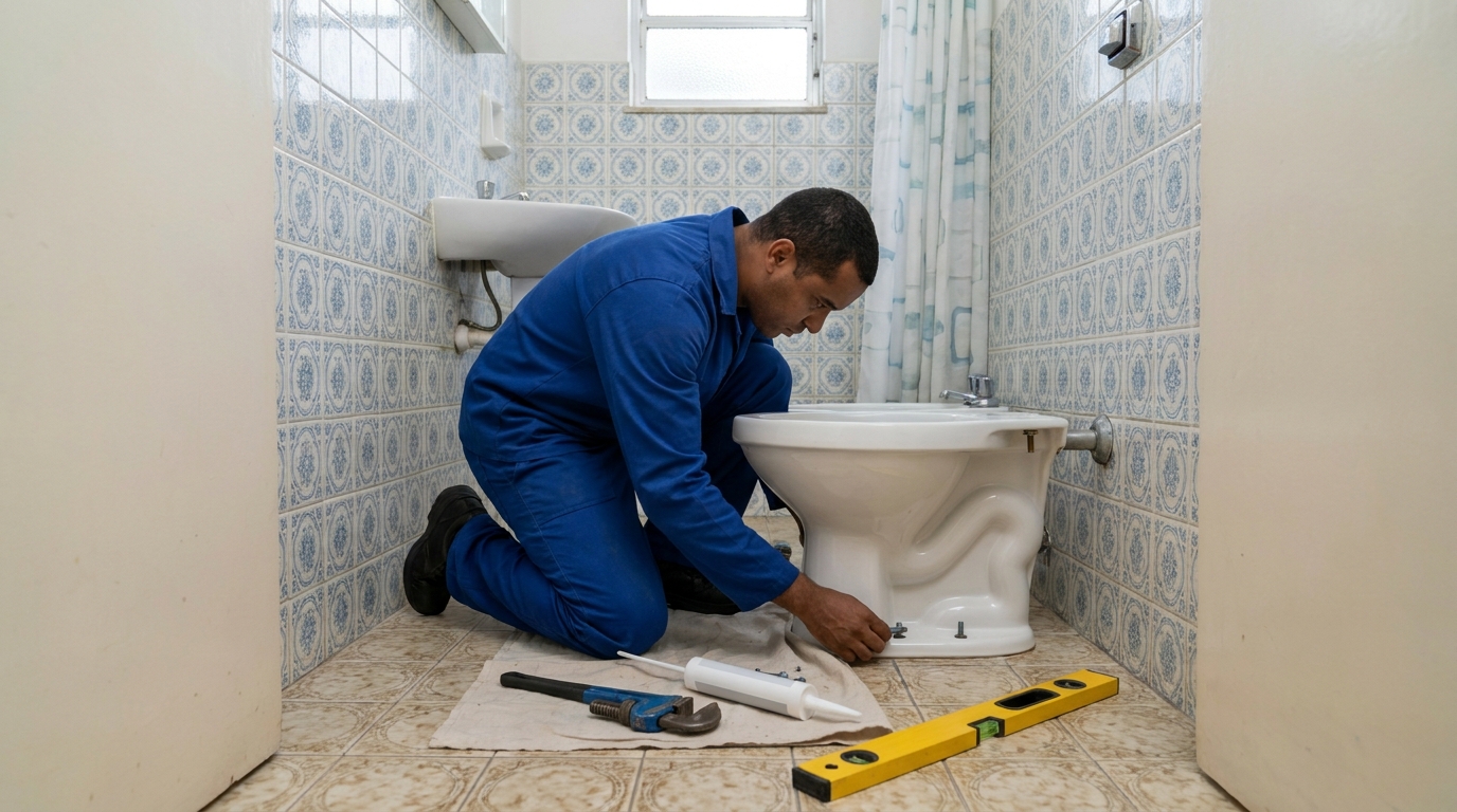 Instalação de vaso sanitário residencial em Fortaleza‑CE